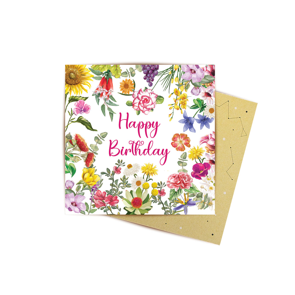 Mini Card Floral Happy Birthday