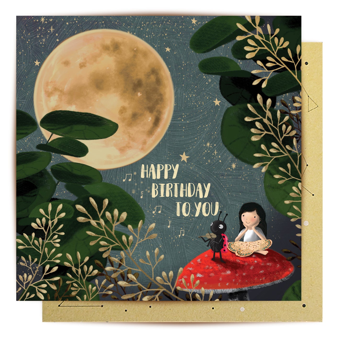 Greeting Card Full Moon Ladybug