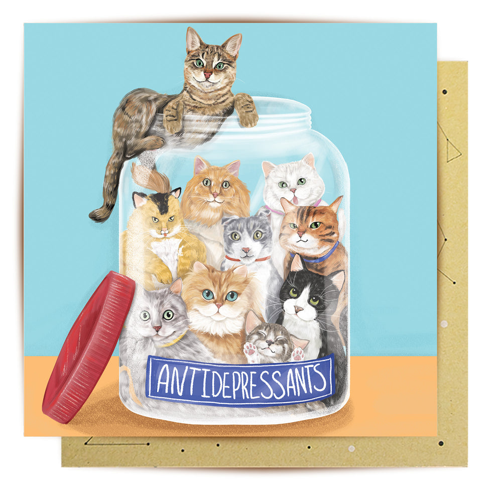 Greeting Card Antidepressant Cats