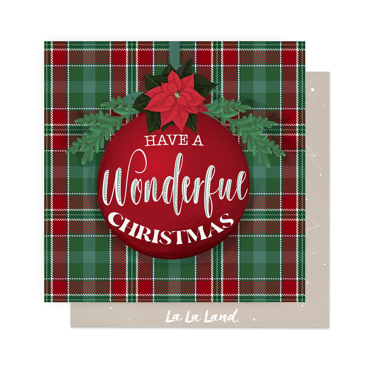Greeting Card Tartan Poinsettia