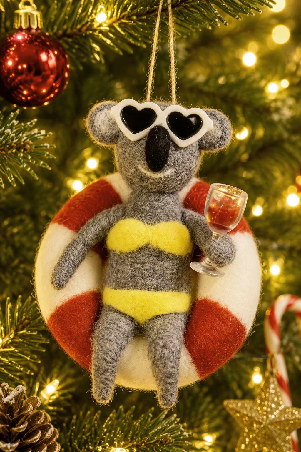 Felt Ornament Wine & Chill Koala