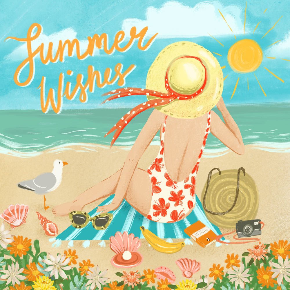 Greeting Card Summer Wishes Beach
