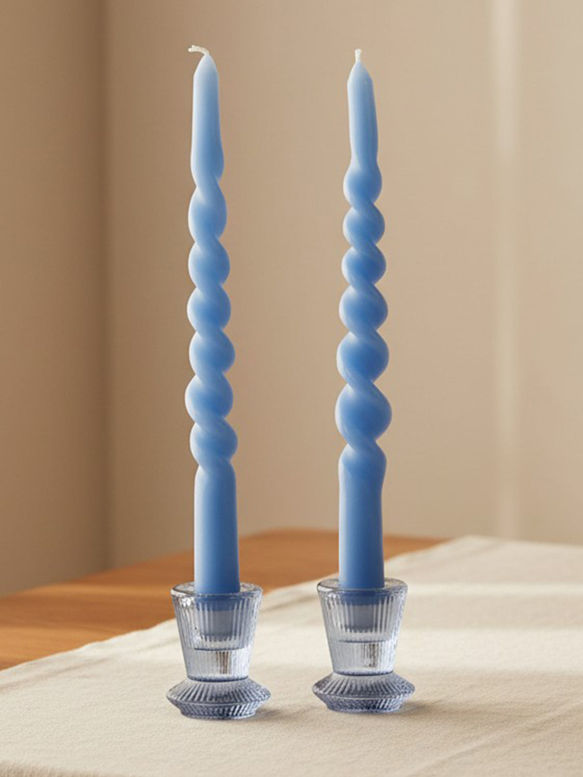 Spiral Taper Candle Cerulean Blue