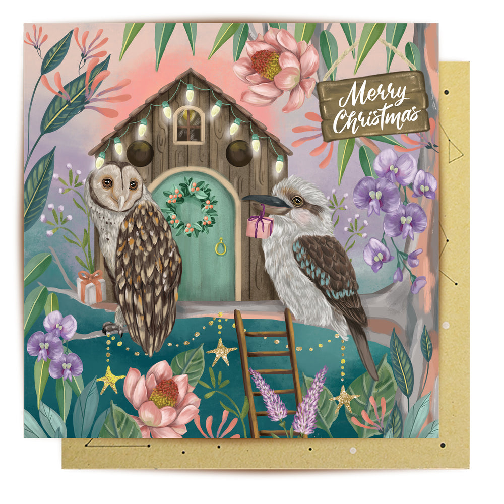 Greeting Card At Home For Christmas Sunset