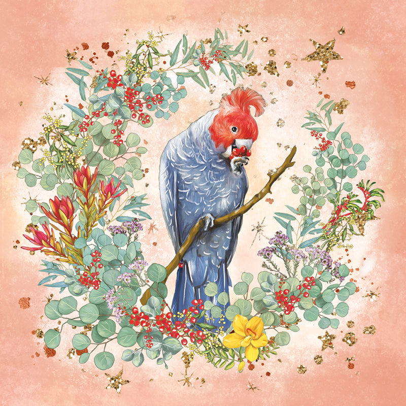 Mini Card Cockatoo Love Wreath