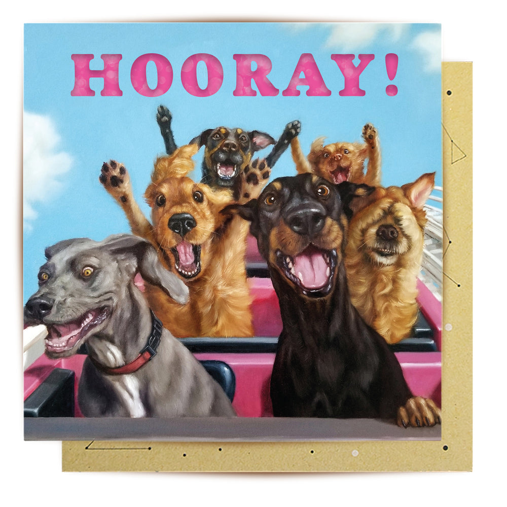 Greeting Card Rollercoaster Dogs