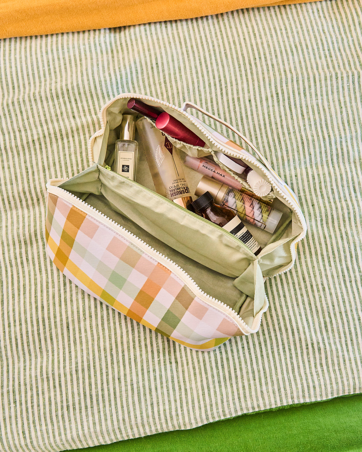 Cosmetic Bag Golden Hour Checked