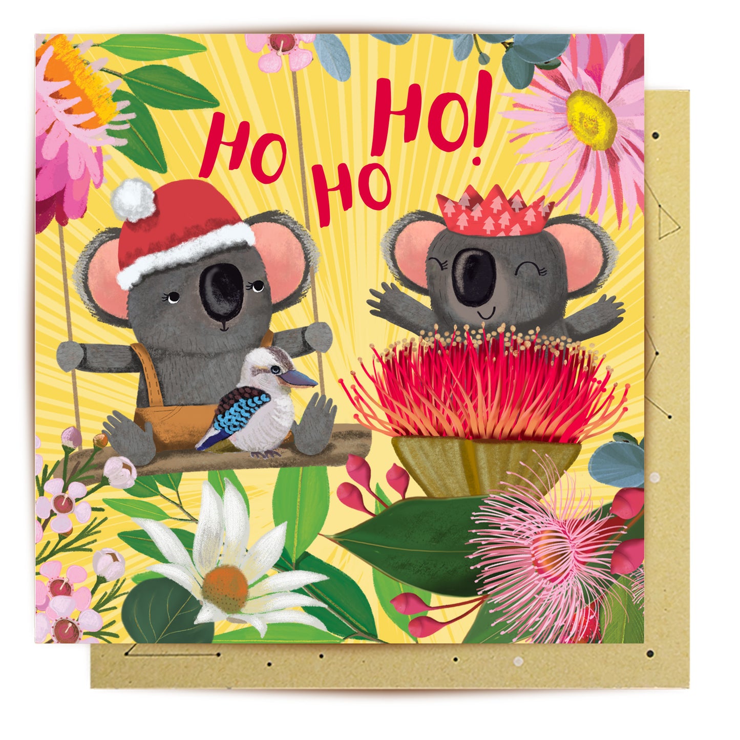 Greeting Card Festive Koalas