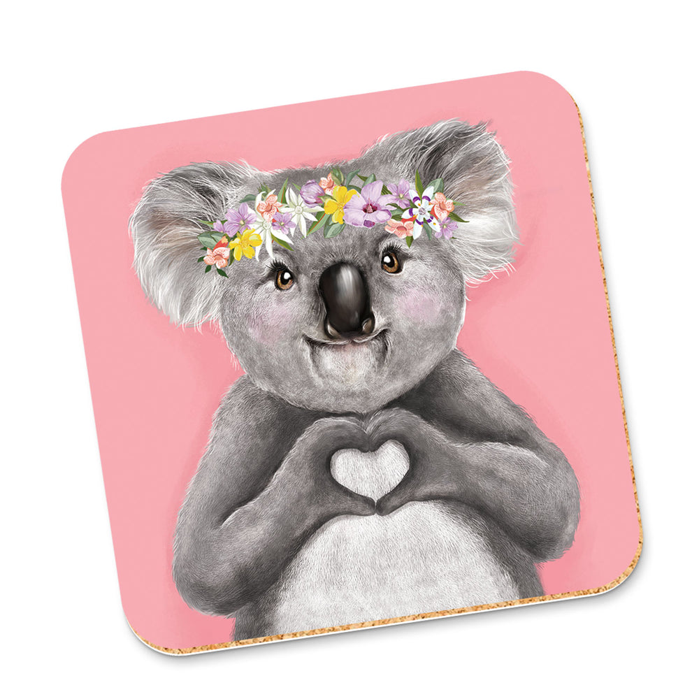 Corky Coaster Heart Koala Girl