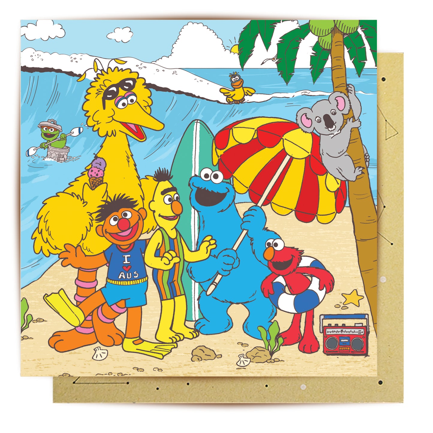 Greeting Card Sesame Street Down Under