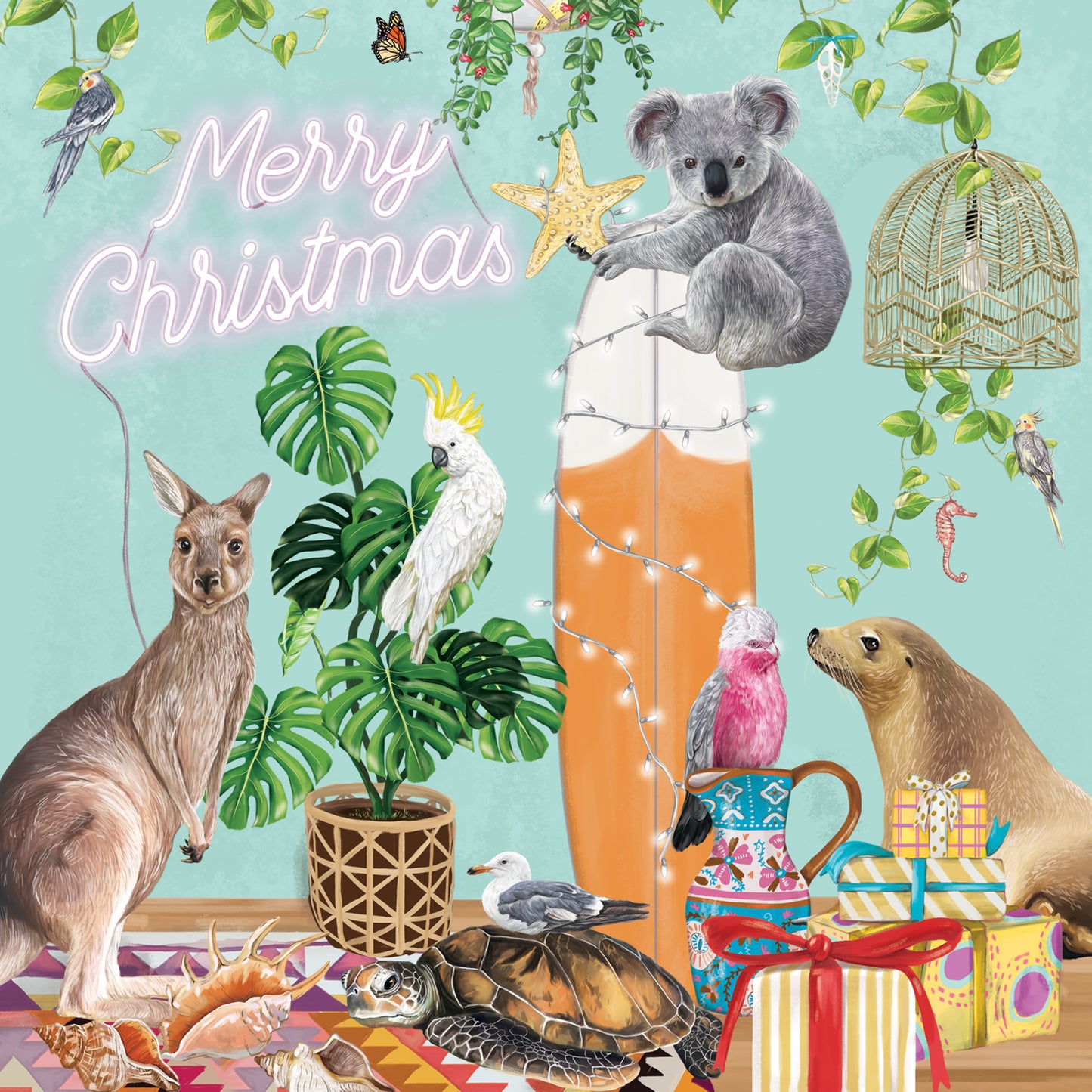 Greeting Card Merry Christmas Coastal Abode