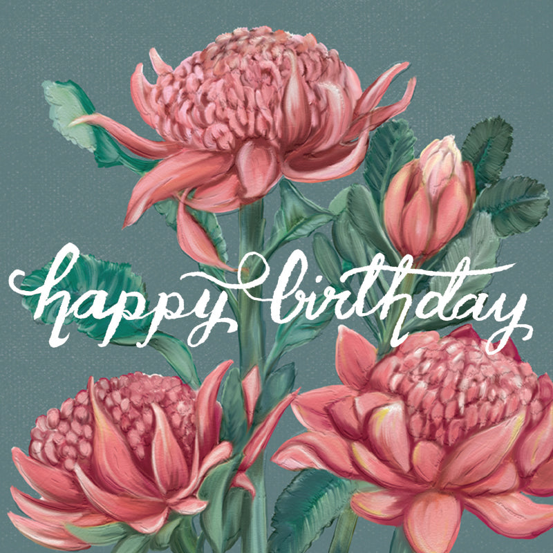 Mini Card Happy Birthday Waratah