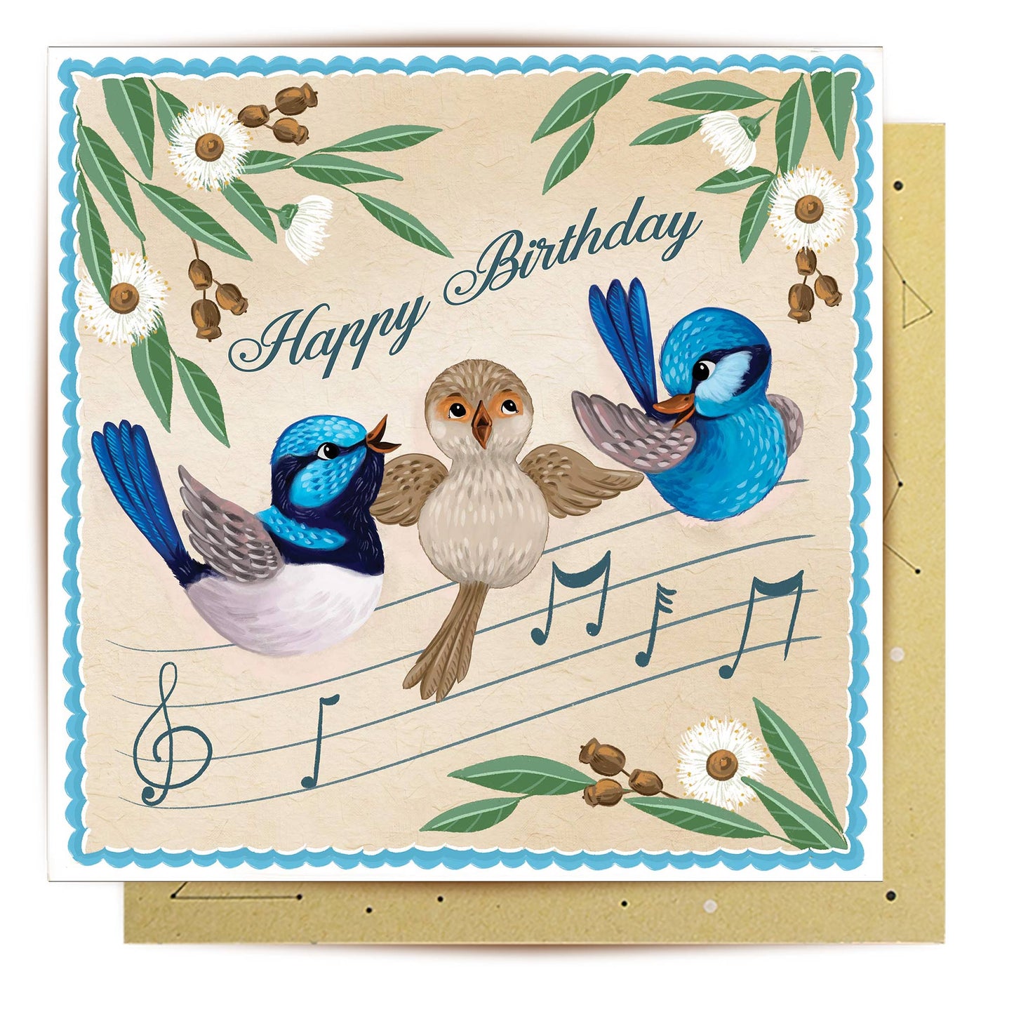 Greeting Card Happy Birthday Singing Birds