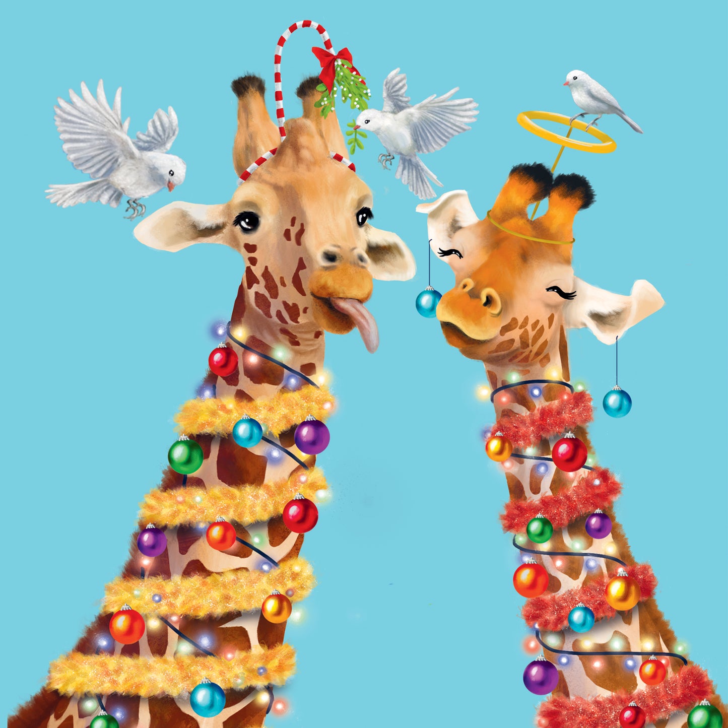 Greeting Card Christmas Giraffes