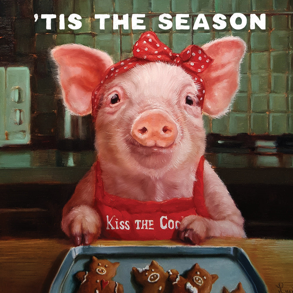 Greeting Card Baking Christmas Pig