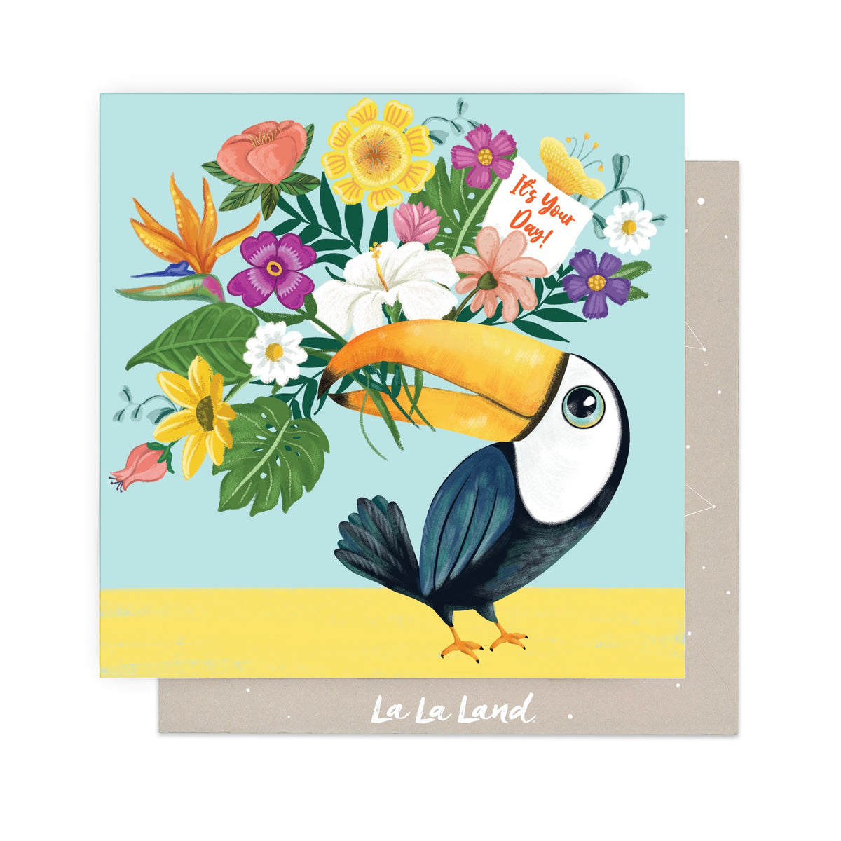 Greeting Card Toucan Flowers