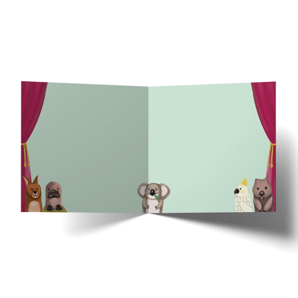 
                      
                        Greeting Card Aussie Puppets
                      
                    