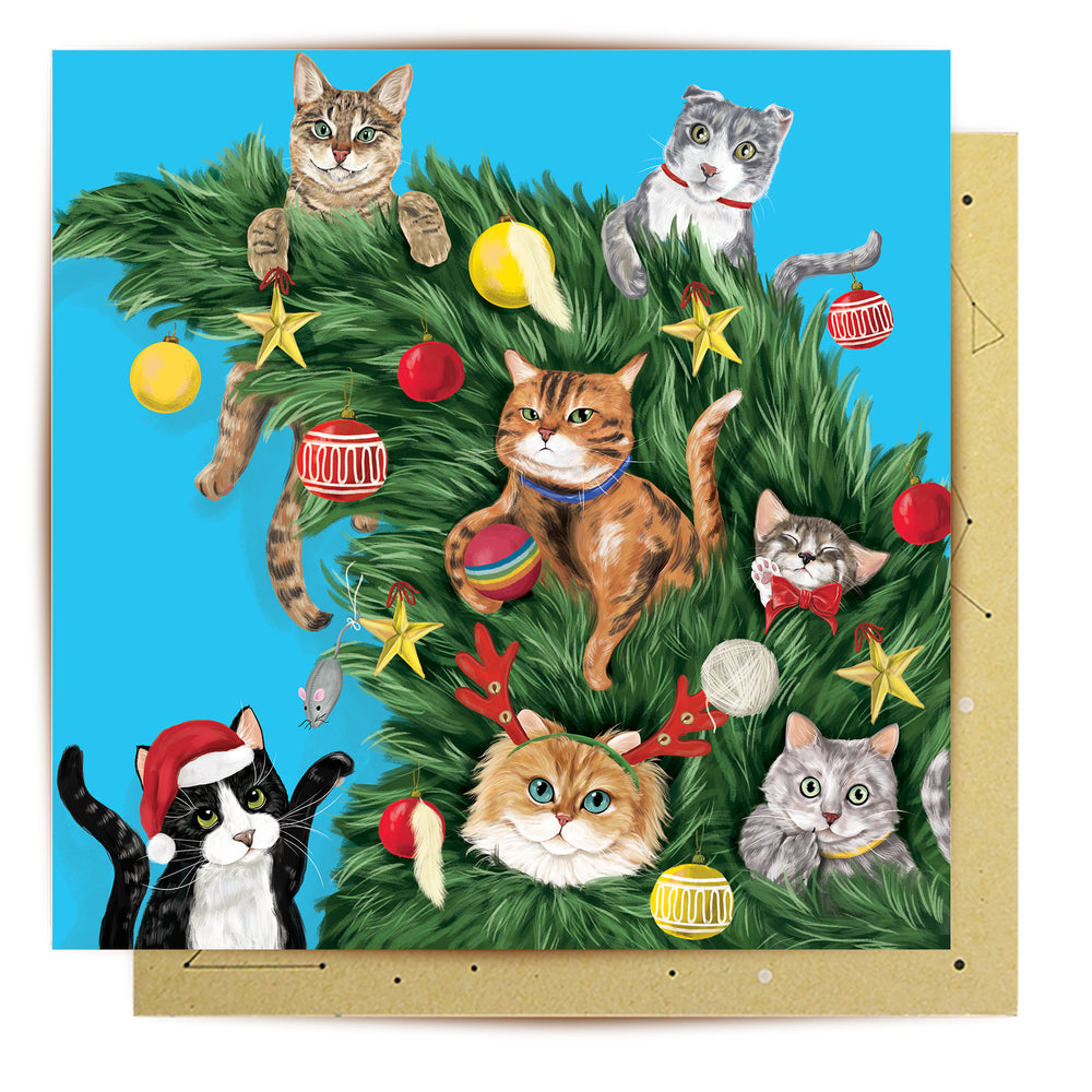 Greeting Card Cat Lovers Tree