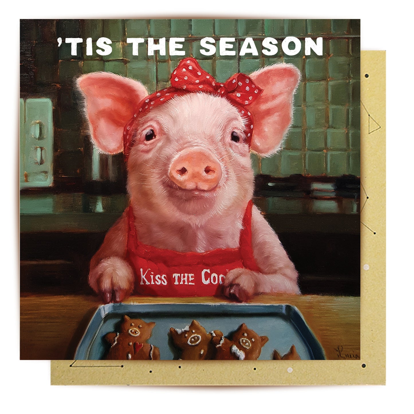 Greeting Card Baking Christmas Pig