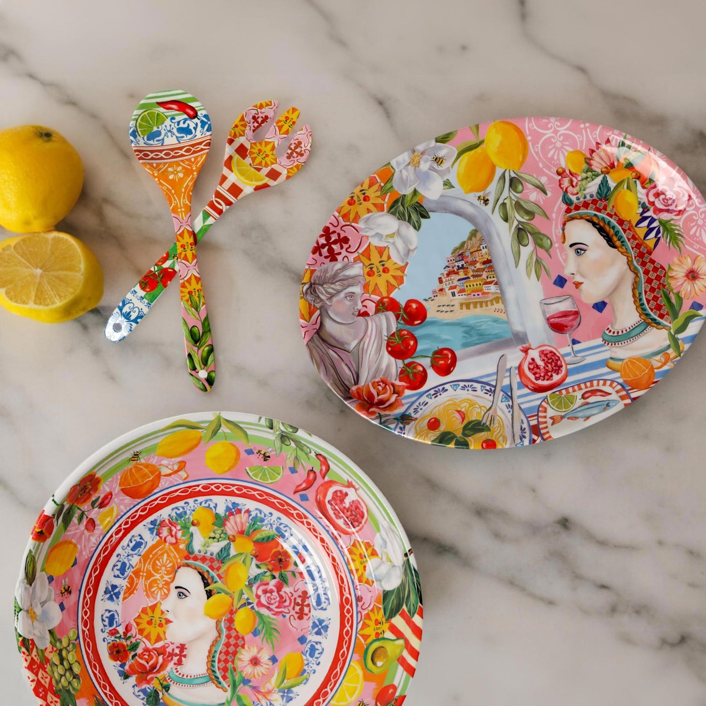 Salad Servers Italian Summer