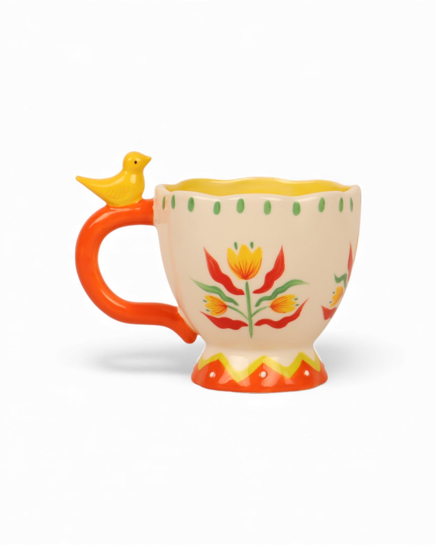 Retro Folk Stoneware Hand Painted Mug