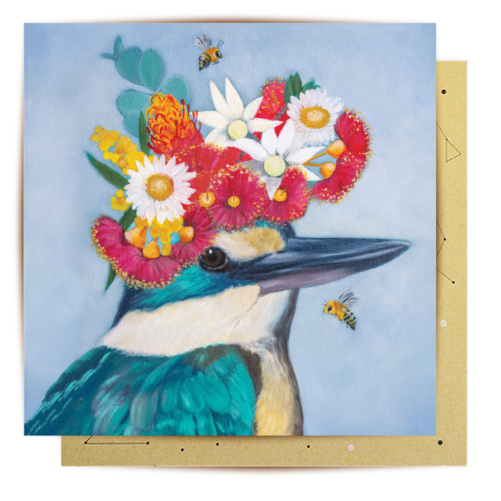 Greeting Card Floral Kingfisher