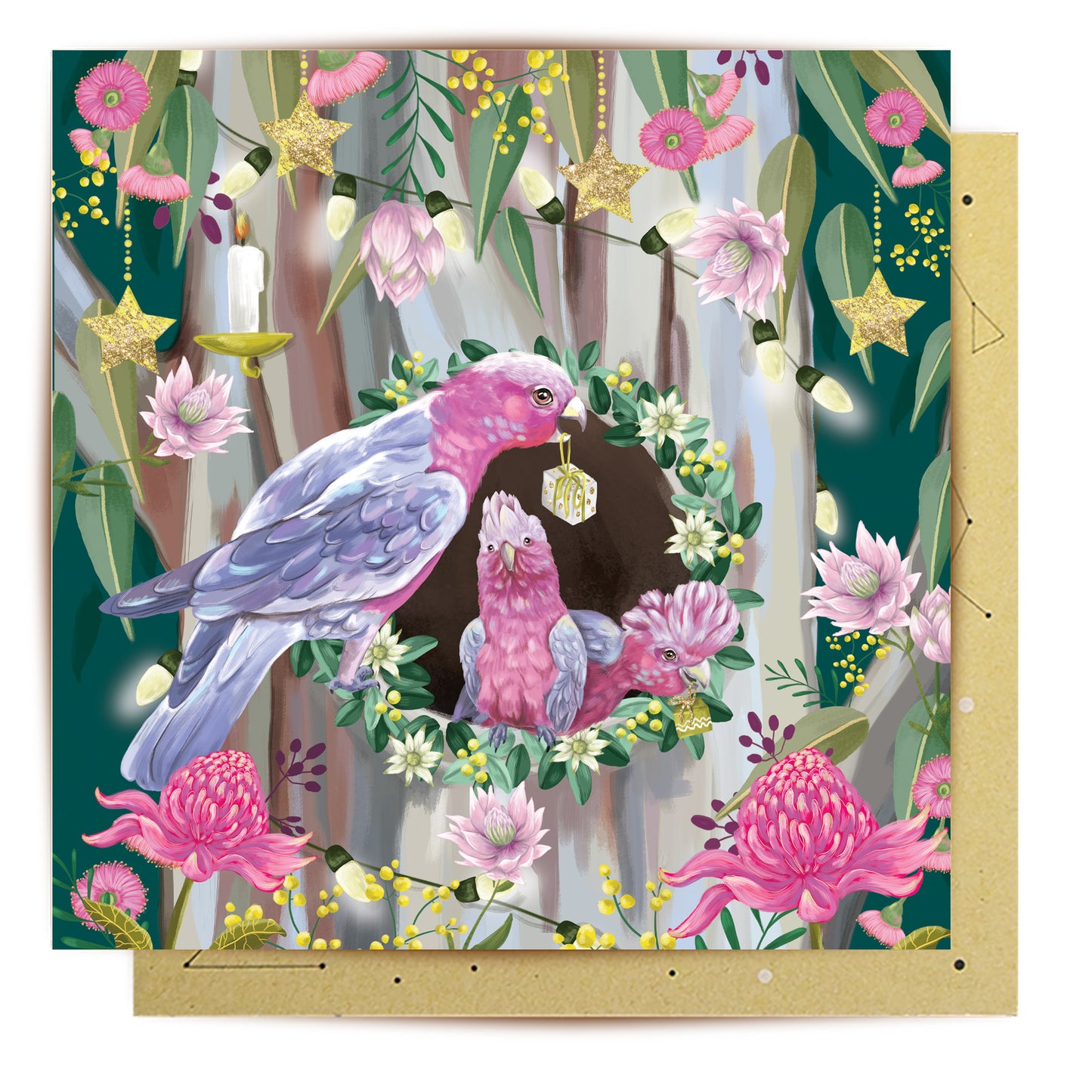 Greeting Card At Home For Christmas Galah