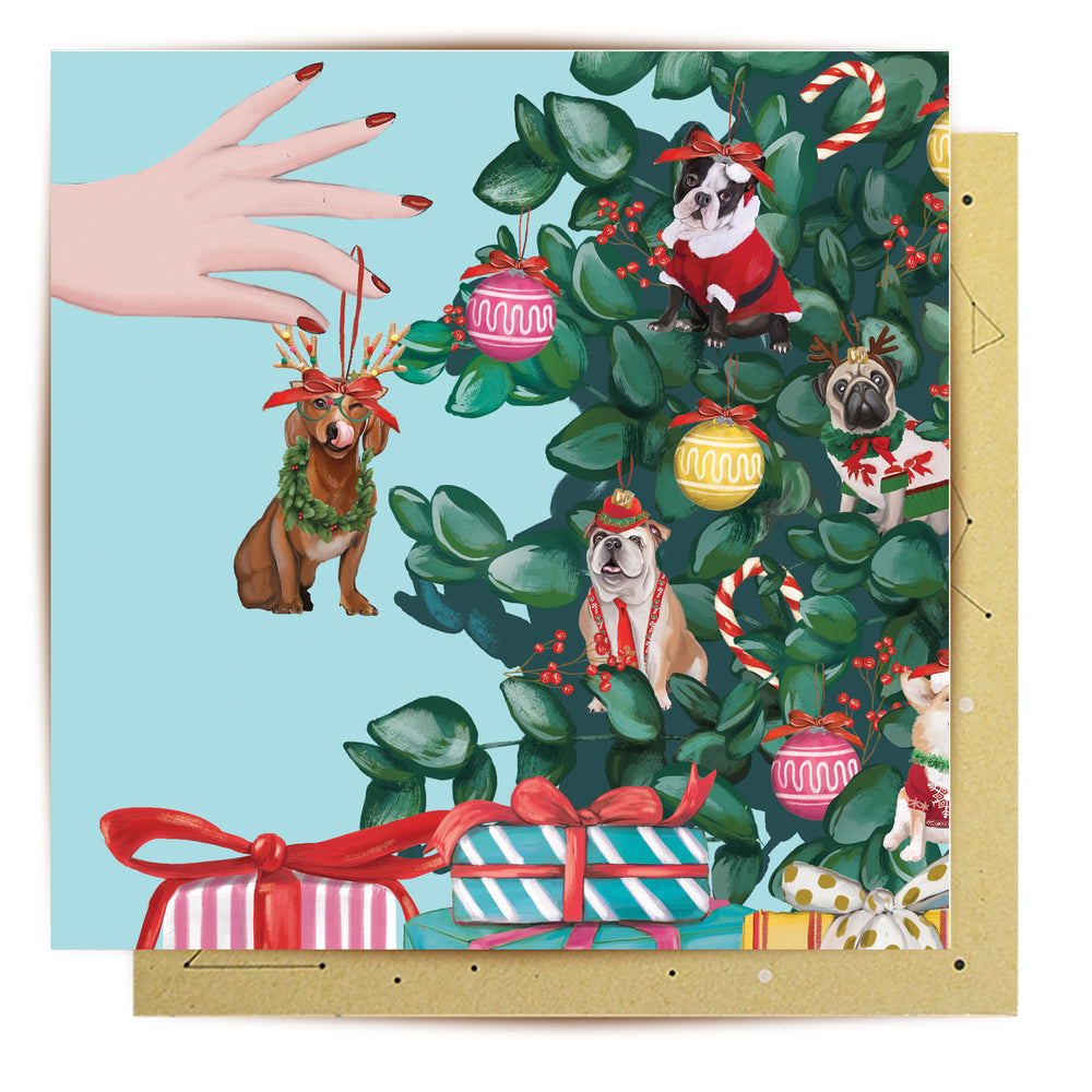 Greeting Card Doggy Christmas Tree