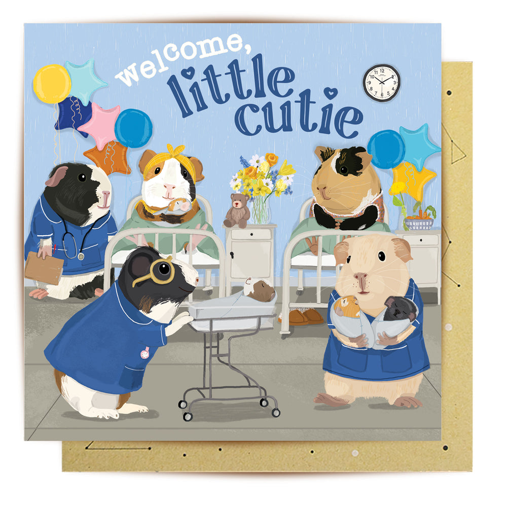 Greeting Card Guinea Pig Babies