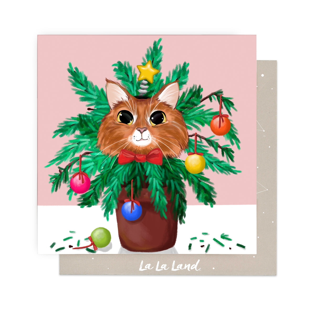 Greeting Card Cat Pretends To Be A Tree