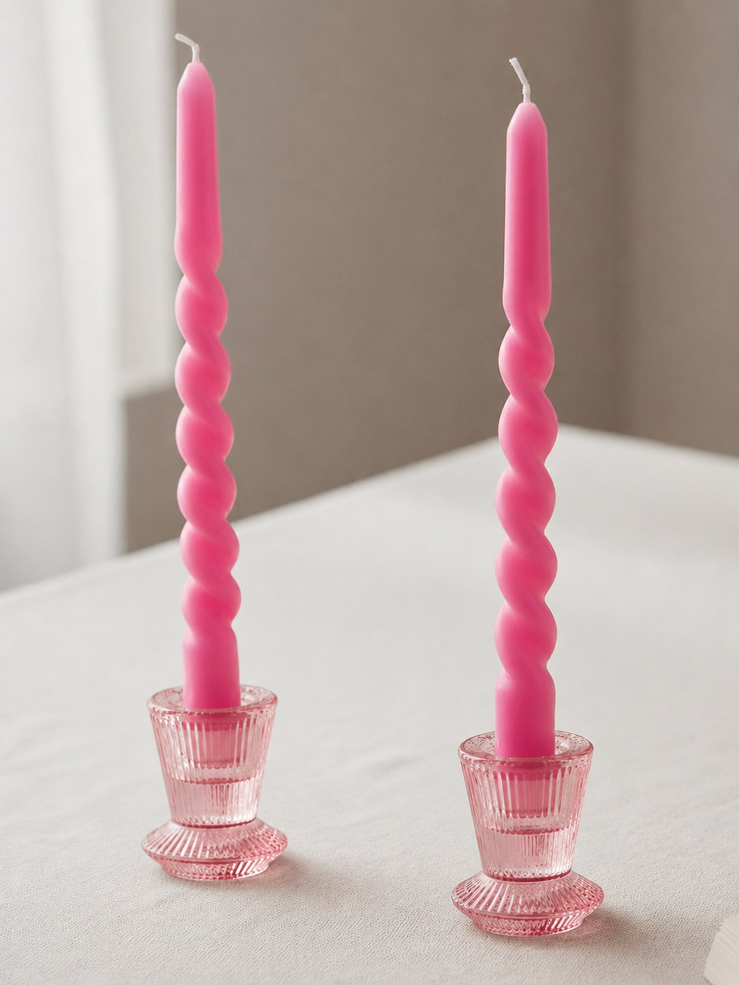 Spiral Taper Candle Pink Clouds