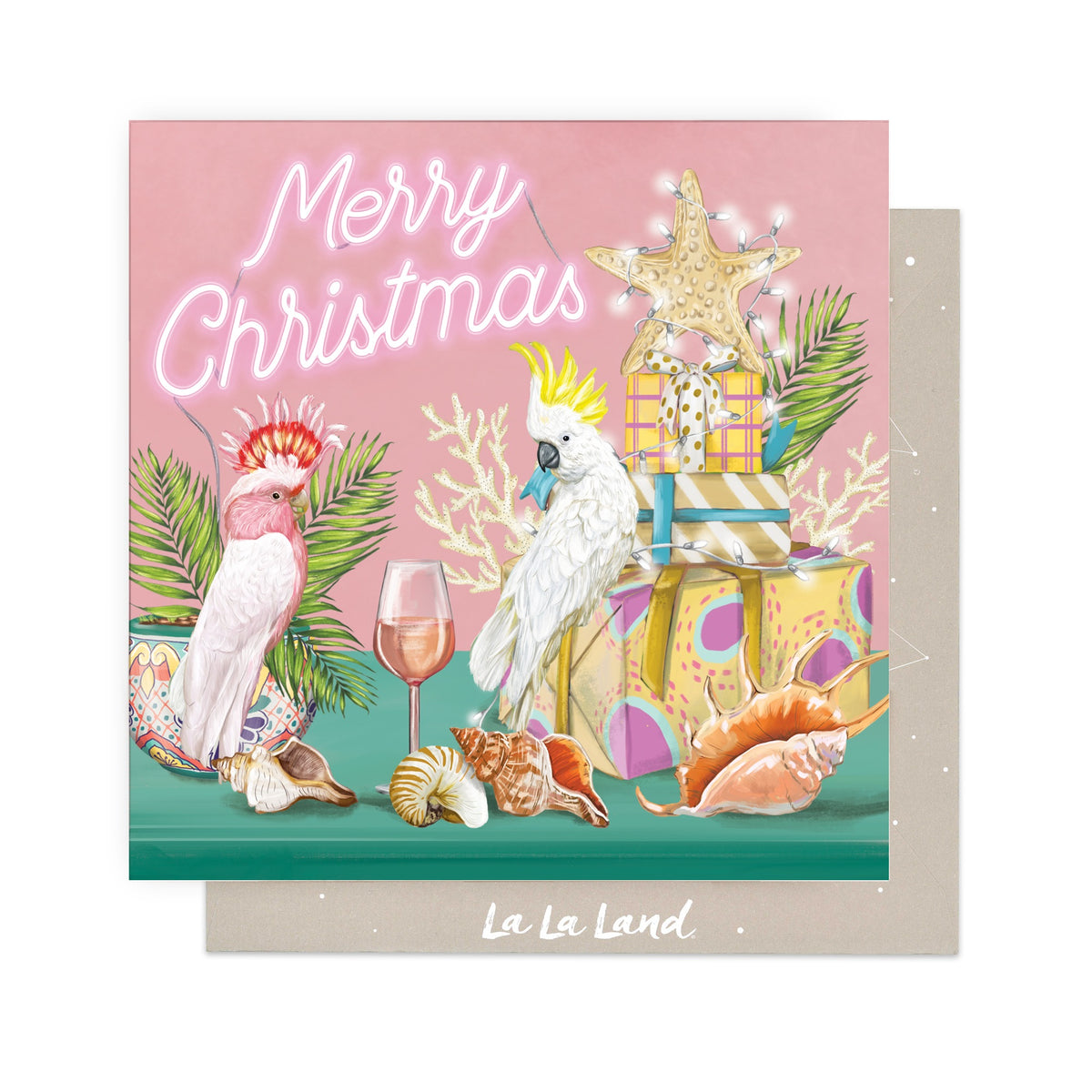 Greeting Card Coastal Abode Cockatoos