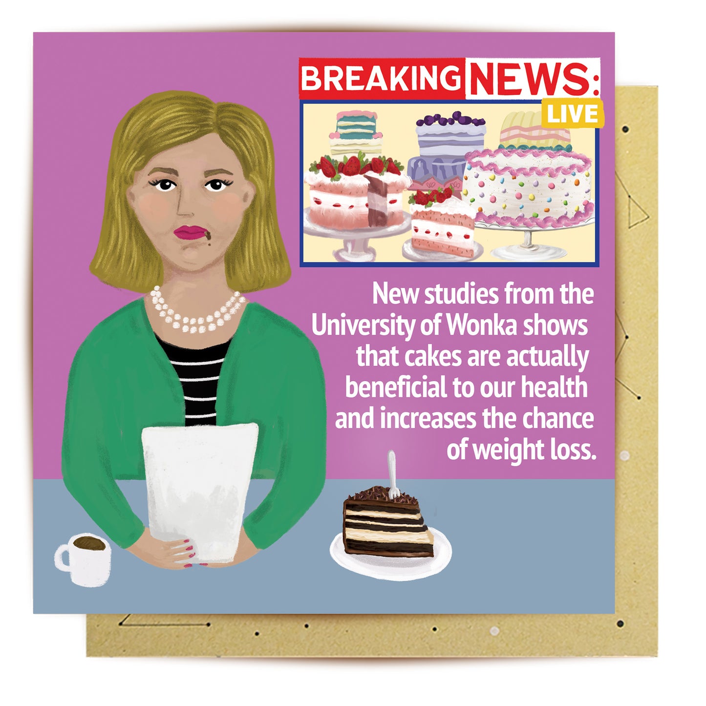 Greeting Card Breaking News Cakes