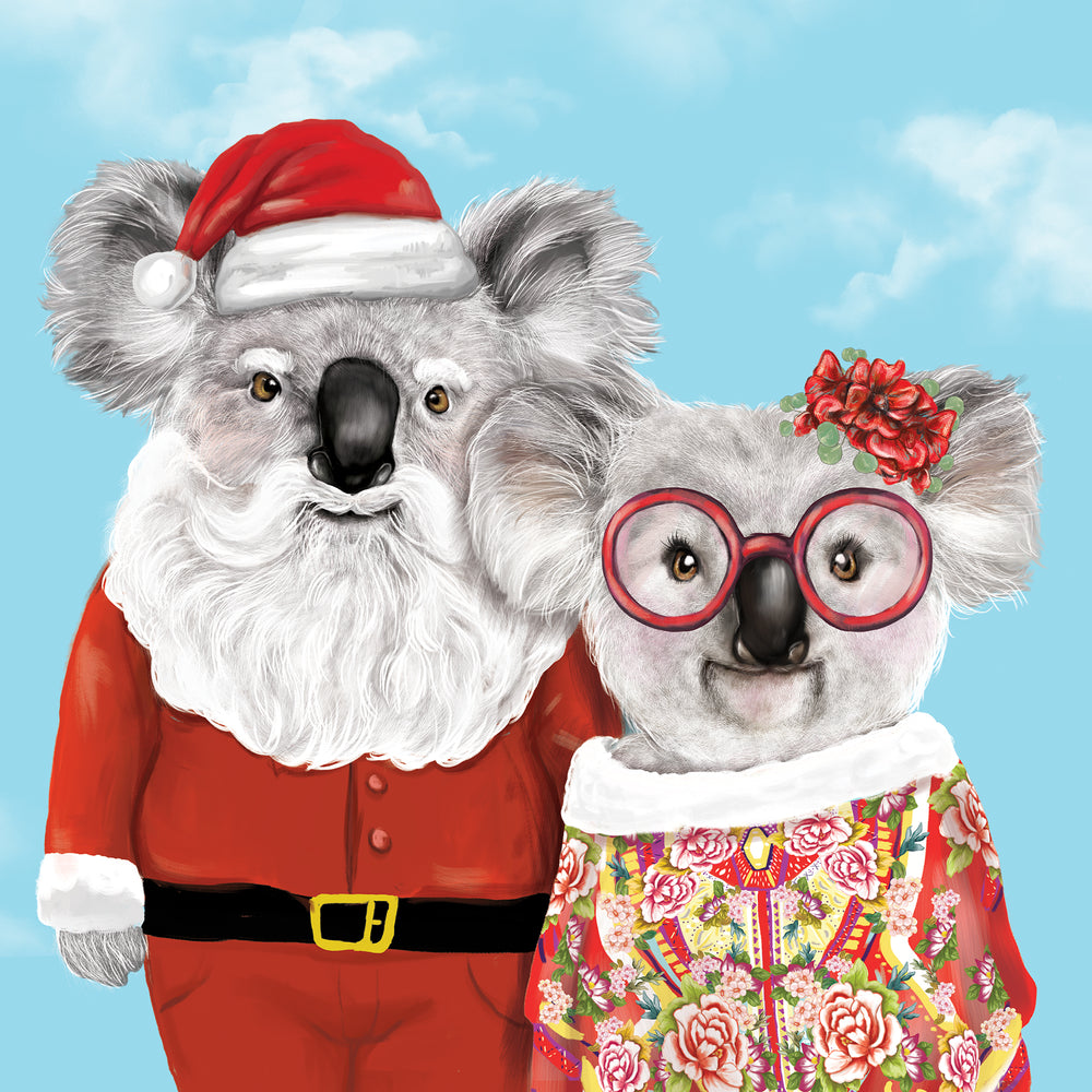 Greeting Card   Mr & Mrs Claus Koalas