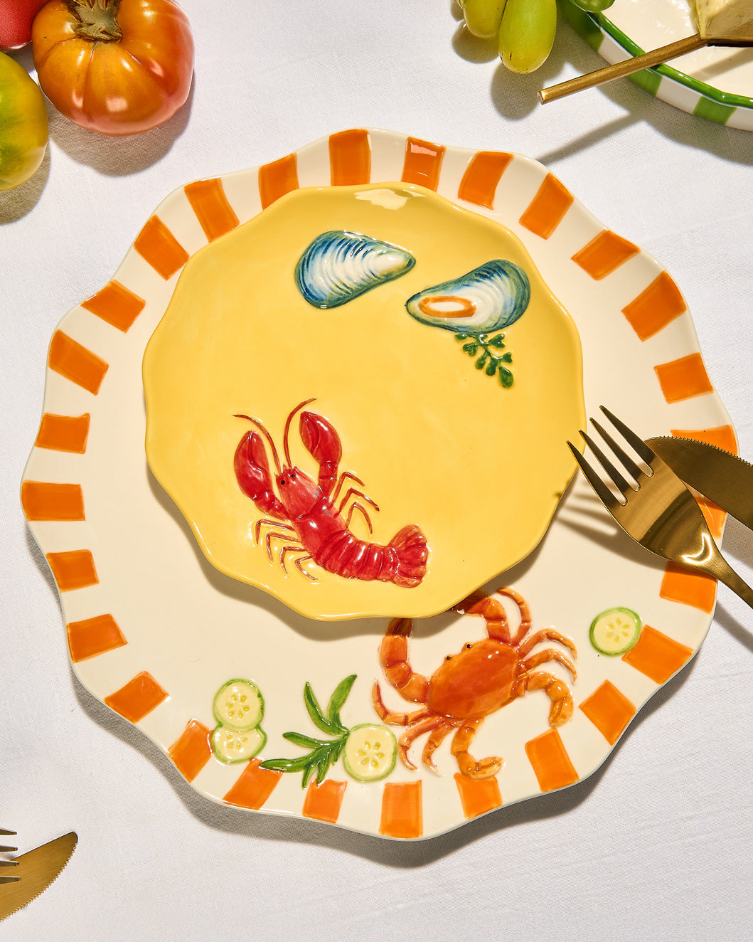 Seaview Stoneware Crab Dinner Plate