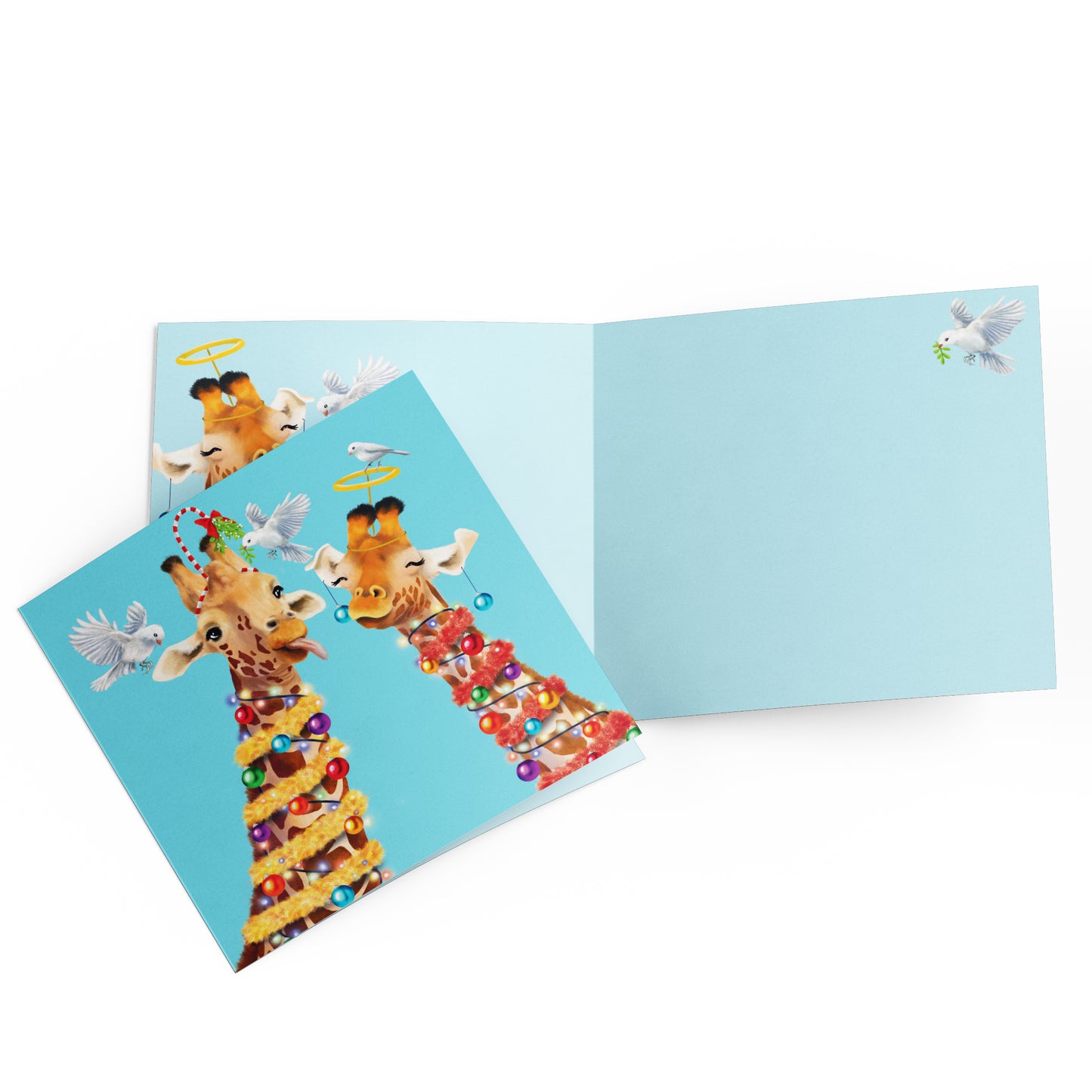 Greeting Card Christmas Giraffes