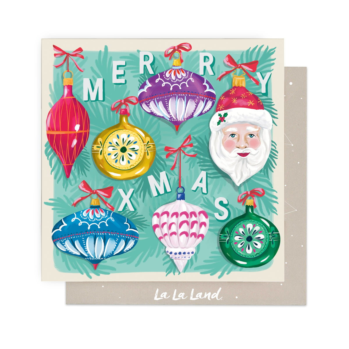 Greeting Card Retro Baubles
