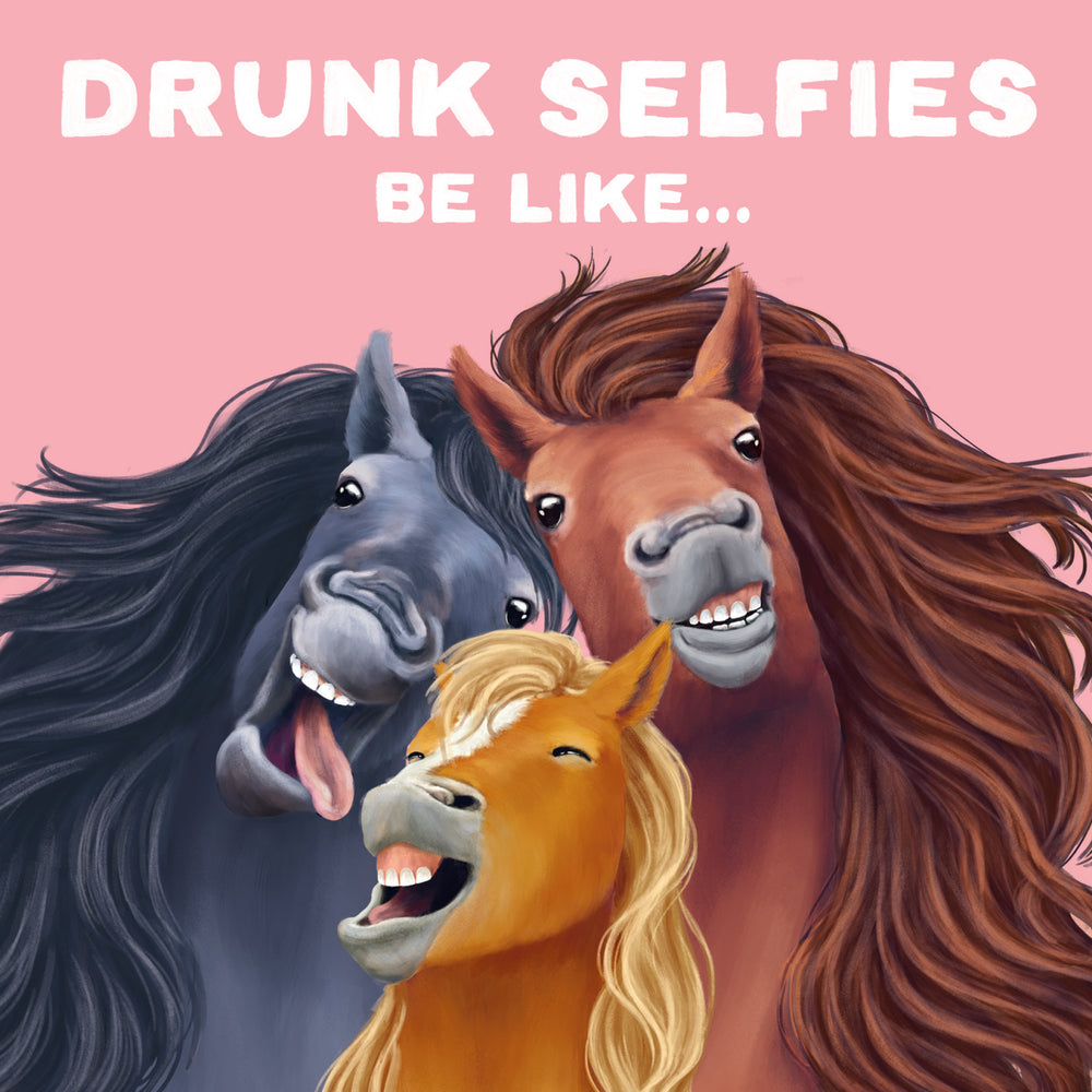 Greeting Card Selfie Horses