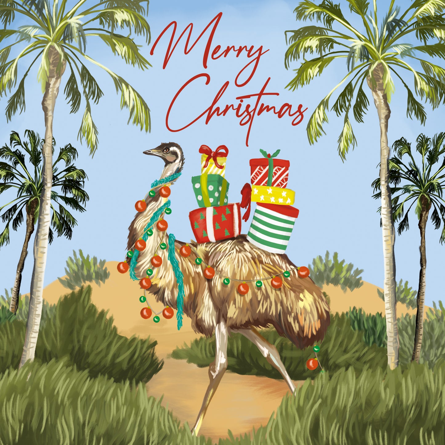 Greeting Card Outback Christmas Emu