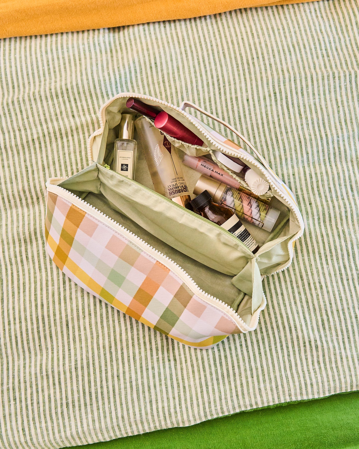 Cosmetic Bag Golden Hour Checked