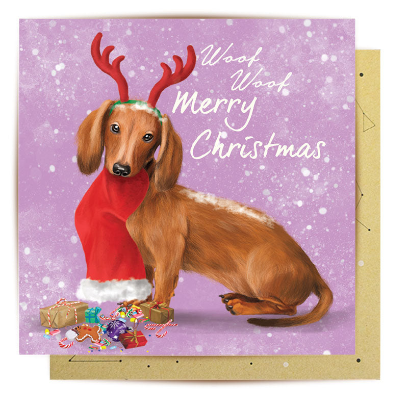 Greeting Card Christmas Daschund