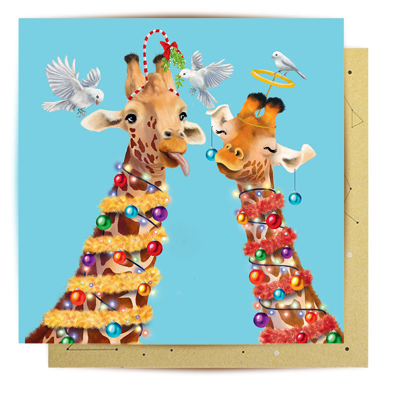 Greeting Card Christmas Giraffes