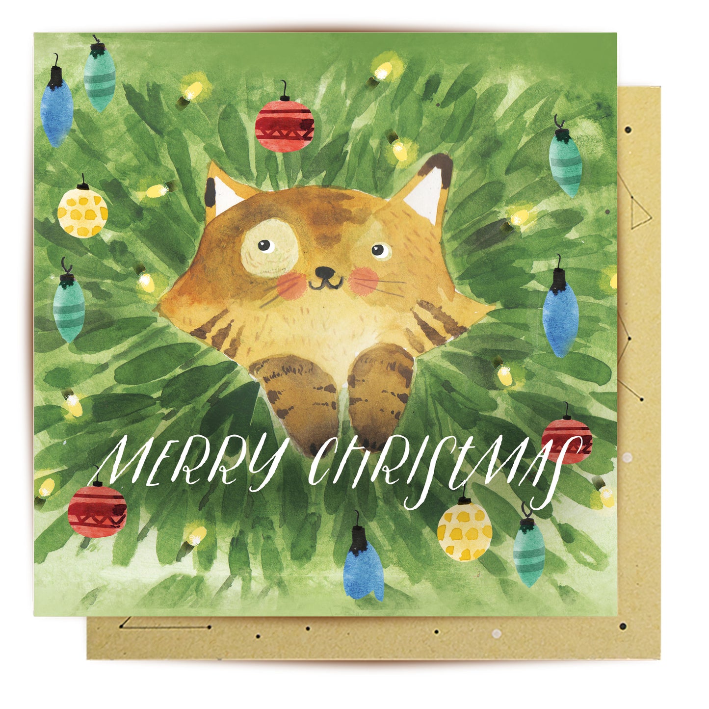 Greeting Card Merry Christmas Cat