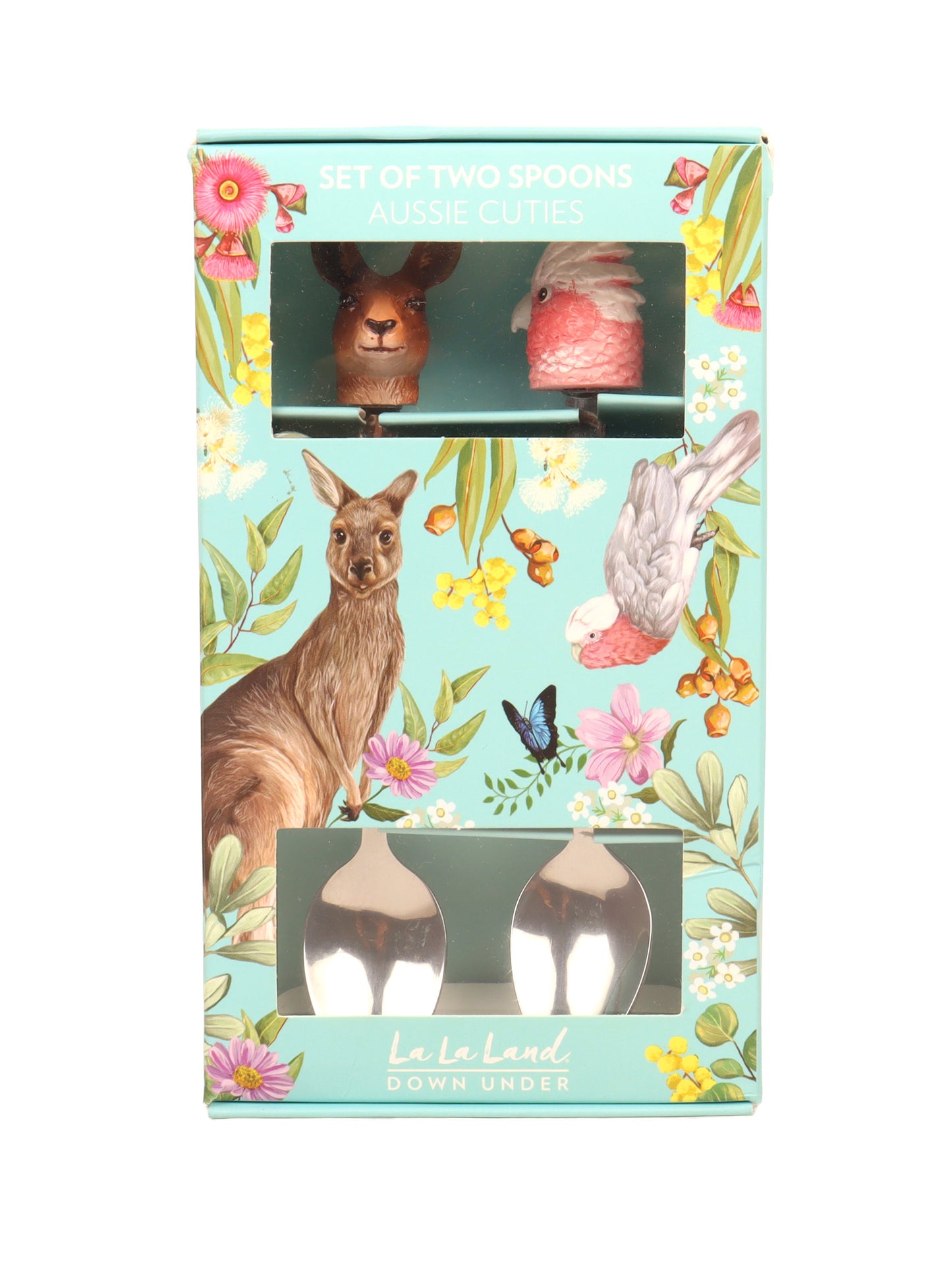 Resin Spoons Aussie Cuties Pink Galah & Kangaroo