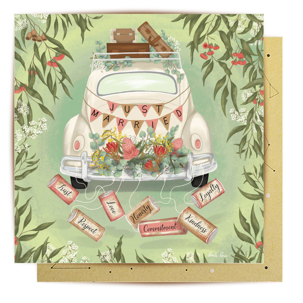 Greeting Card Just Married Australiana