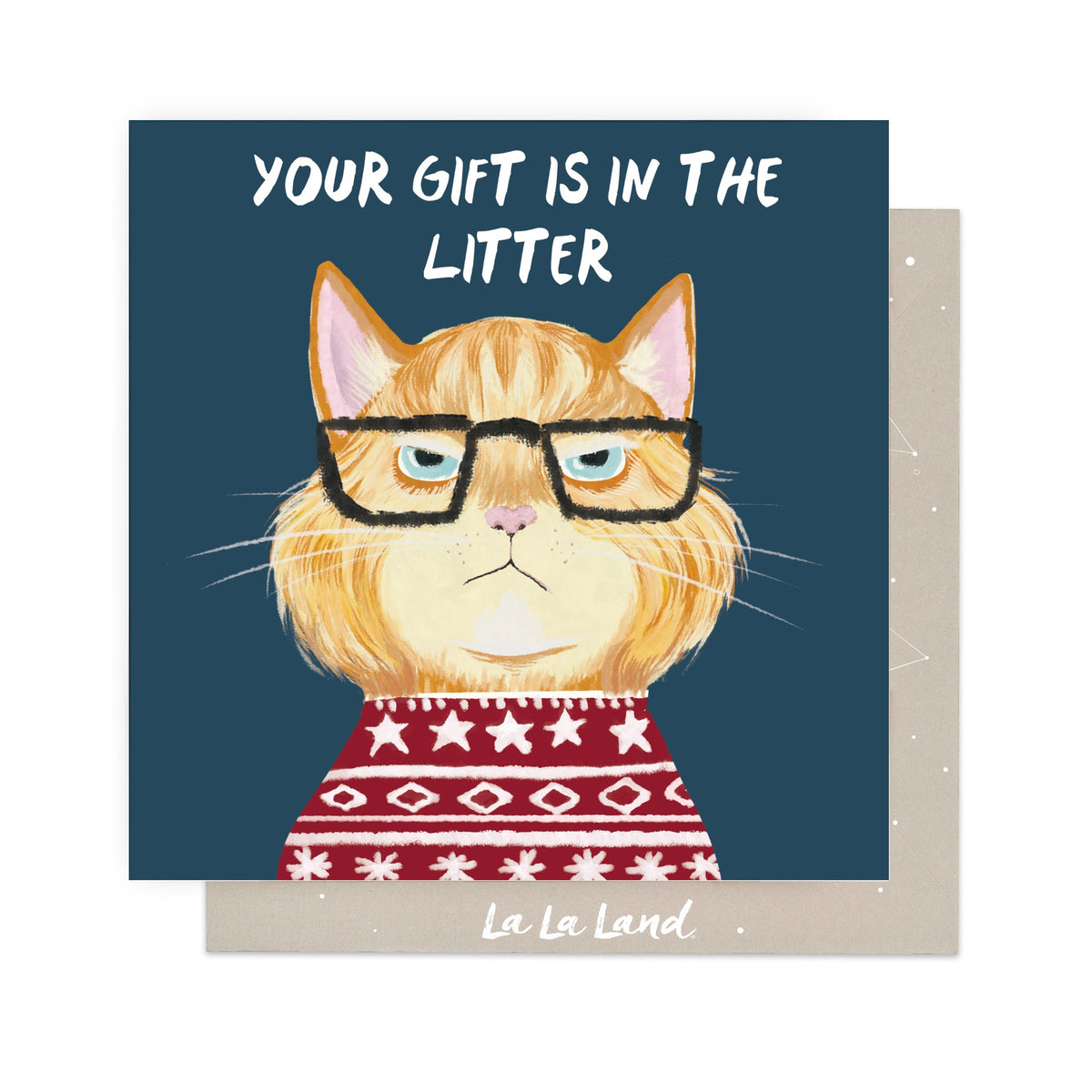 Greeting Card Grumpy Christmas Cat