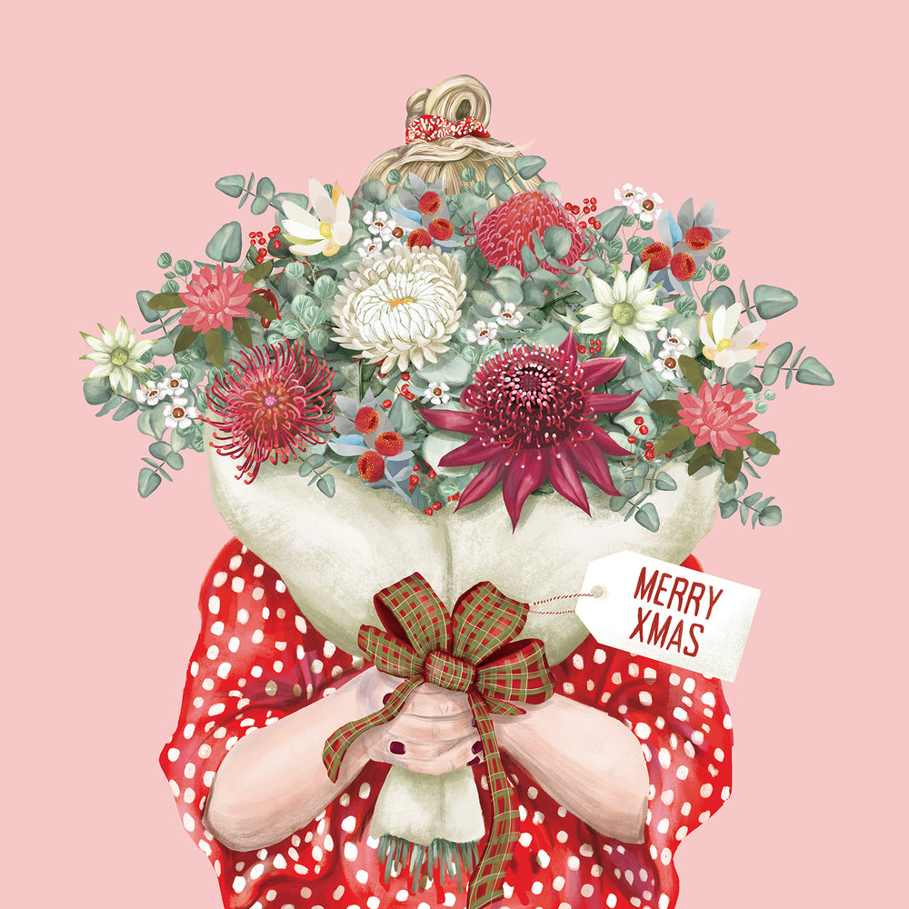 
                      
                        Greeting Card Girl Bouquet Xmas
                      
                    