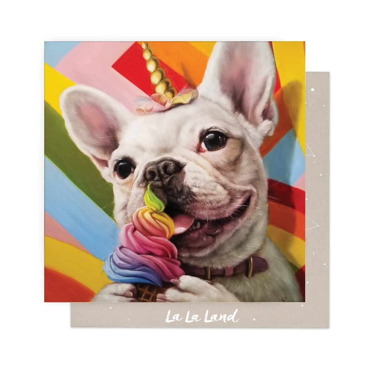 Greeting Card Rainbow French Bulldog
