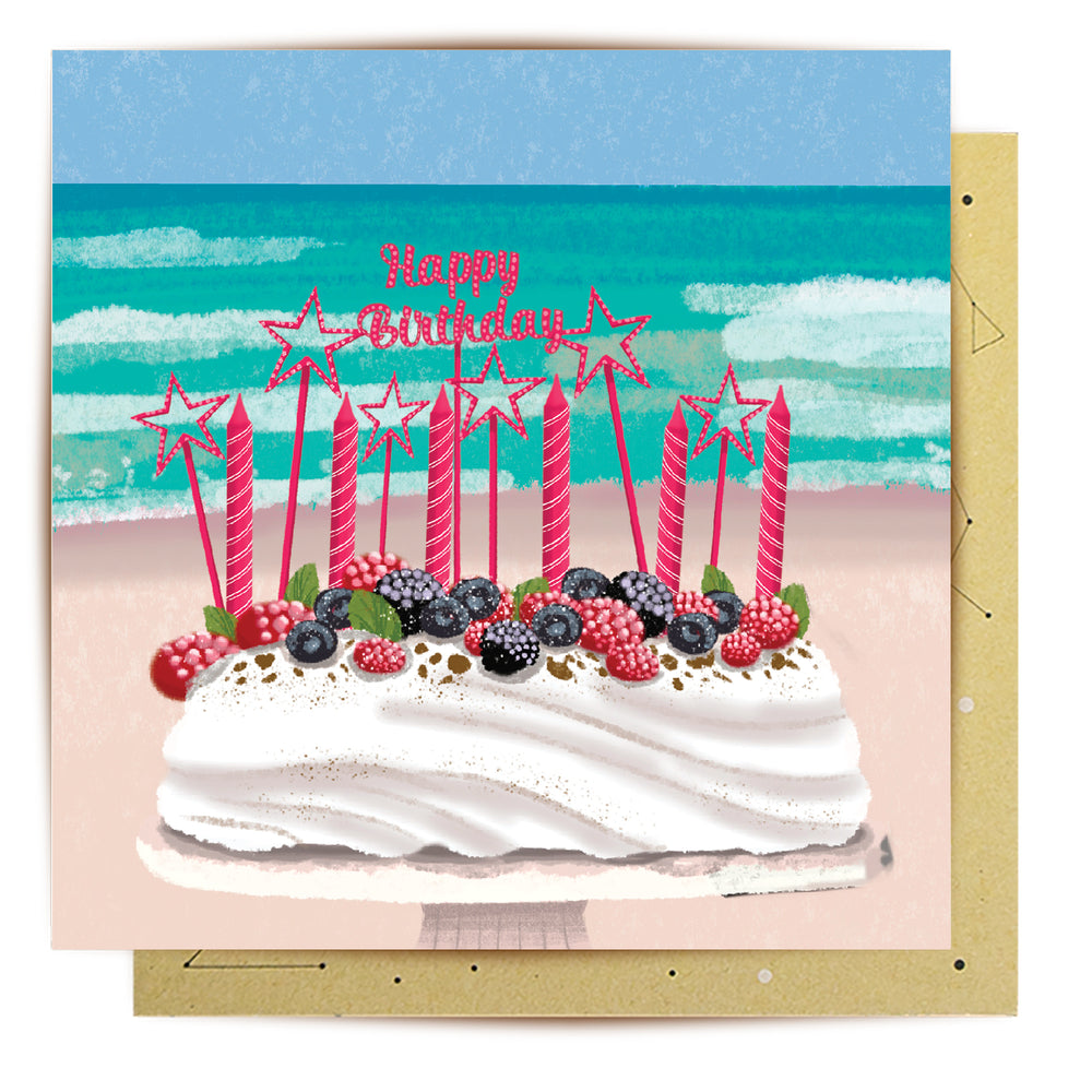 Greeting Card Pavlova Candle Beach