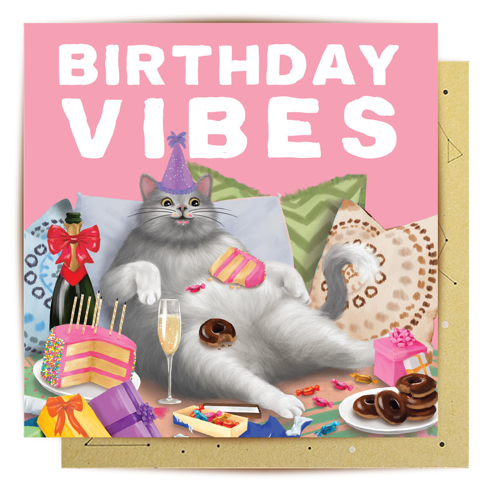 
                      
                        Greeting Card Birthday Vibes Cat
                      
                    